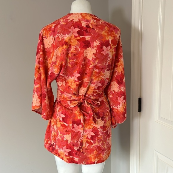 LSPACE Pfeiffer Dress in Into The Tropics Cover Up Wrap Dress Hawaiian Sz XS - Picture 6 of 9